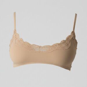 Beige scoop lace trip bralette
